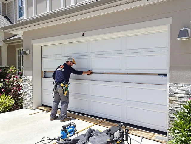 Mahoning Garage Door Repair team performing complete garage door replacement at Mahoning residence