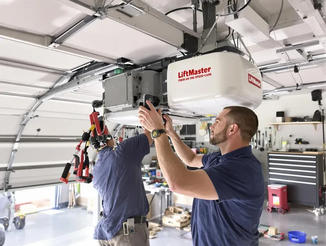Mahoning Garage Door Repair technician performing advanced diagnostics on garage opener in Mahoning